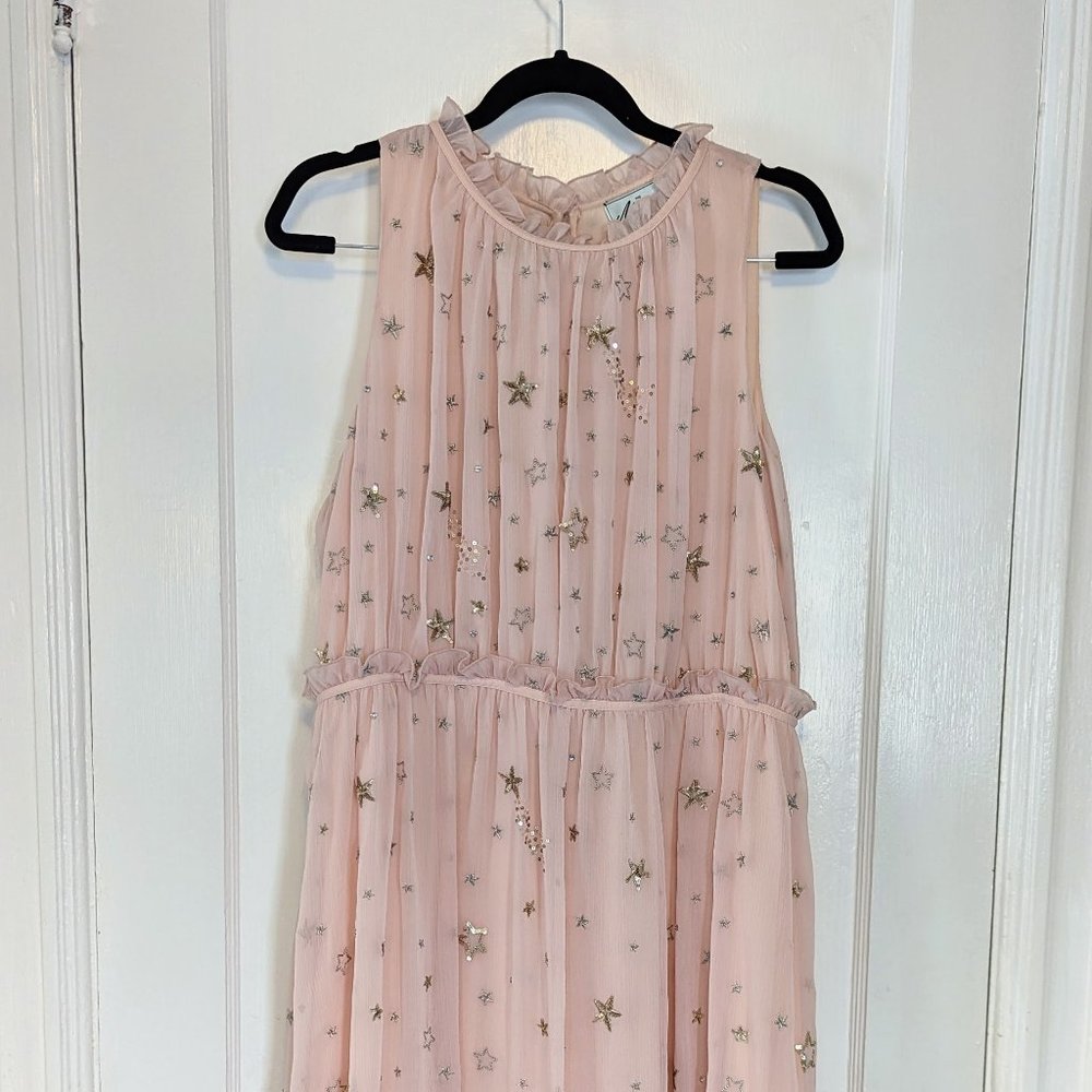 Sleeveless Sequined Pink Garden Party Dress